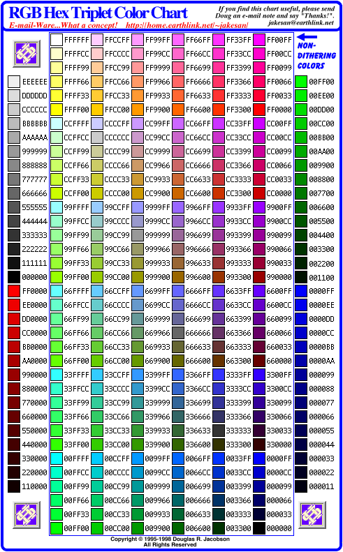 Web Page Color Chart